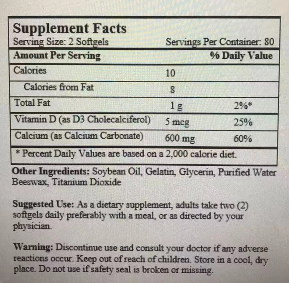 4 бутылки жидкого кальция 160 капсул каждая бутылка - Изображение 2 из 2