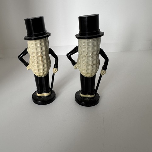 Vintage Mr. Peanut Black & Tan Salt Pepper Shaker & Tan Plastic 8 1/2" Bank USA - Picture 8 of 11