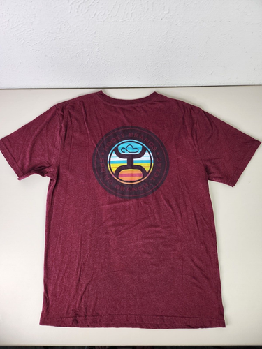 Hooey Brands Medium Burgandy Short Sleeve Shirt Pocket With Circle Logo Texas - Picture 6 of 12