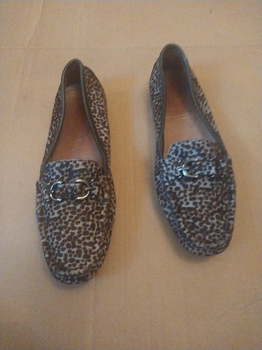 Donald J Pliner Driver Loafers Viky Womens Sz 10M Black Leopard Calf Hair Shoes - Picture 1 of 7