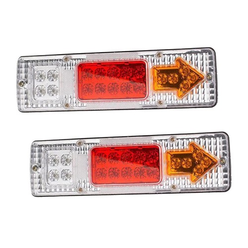 2x Red Amber White 19LED Turn Signal Running Lamp Integrated Trailer Tail Lights - Picture 3 of 14