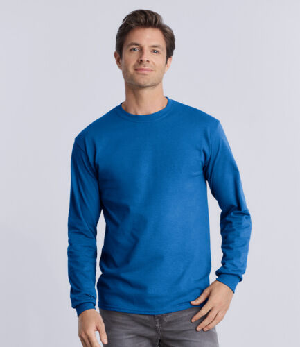 Gildan Mens Ultra Cotton Adult Long Sleeve T-Shirt Classic Fit Rib Cuffs Tee TOP - Picture 7 of 49