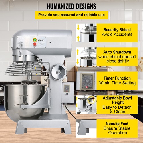 Commercial Electric Food Mixer 20Qt Stand Machine Dough Mixer 3 Speeds 750W - Picture 6 of 12