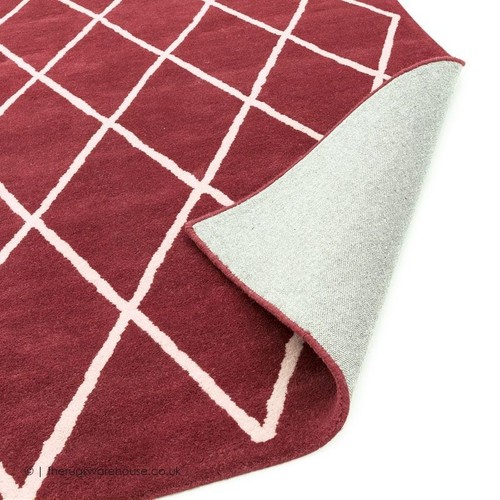 Geometric Design Red Color 100% Woolen Hand-Tufted Handmade Quality Carpet Rugs - Picture 2 of 5