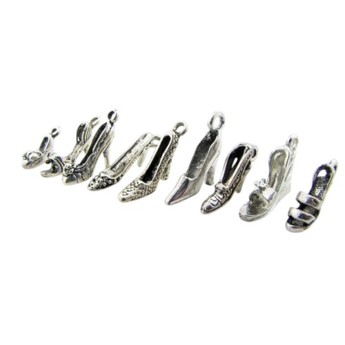 Tibetano Plata Tacón Alto Zapato Dije/Colgante 1mm Agujero Asst Estilos Libre de Níquel - Imagen 7 de 8