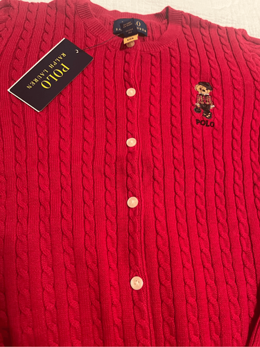 Ralph Lauren Polo Bear Mini-Cable Cotton Cardigan NEW NWT - Picture 3 of 8