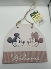 Minnie Mouse Stripe Pink Welcome Plate Round Door Sign Disneyland Disneyworld