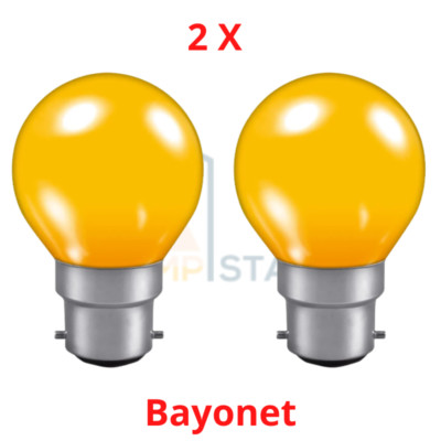 2x Bernstein Crompton farbglasiert rund 15W B22 BC Deko Party Glühbirne Lampe