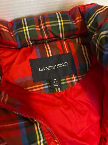 Lands End Plaid Vest Red Puffer Womens M 10-12 - Picture 4 of 4