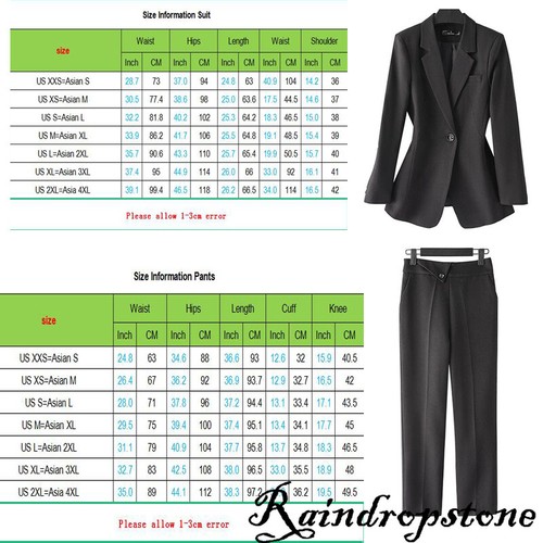 Women Business Interview Suit Set Casul Slim Blazer Pencil Pant Office Lady Suit - Picture 5 of 9