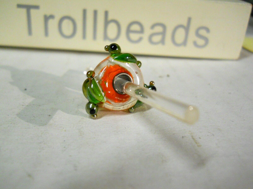 Elfbeads 925 Sterling Silver GREEN OIL & ORANGE EVERSPARK DUCKS BEAD Trollbeads - Picture 4 of 4