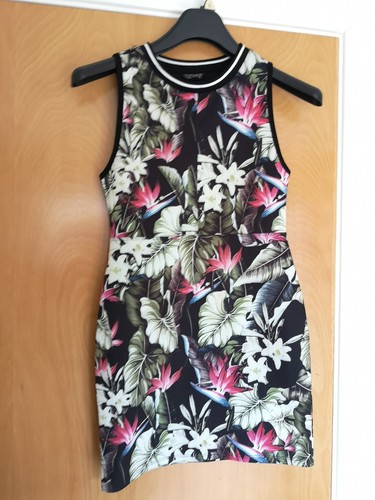 Mini Bodycon Ladies Floral Party Size Casual Black 10 Topshop Dress Stretch 8 qr0wUa8q