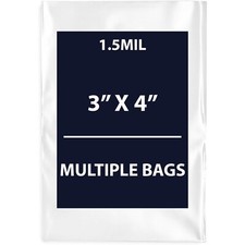 1.5Mil 3" X 4" | LDPE Clear Flat Poly Bags, Flexible & Durable | Multiple Bags