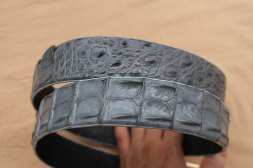 Gray Alligator ,CROCODILE Print Leather Skin Men's Belt - W 1.5 inch - 第 6/9 張圖片