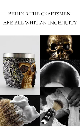 1 Set Men's Beard Tool Shaving Brush Soap Bowl Skull Mug Shaving Cream Kit Gift - Picture 8 of 11