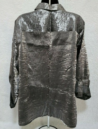 Elementz Womens Shirt Top Blouse Size 2X Shiny Rock Gray NEW - Picture 6 of 12