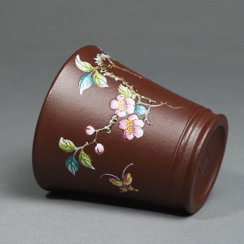 New Yixing Purple Sand Cup Handmade Purple Sand Enamel Color Single Cup - Picture 4 of 5
