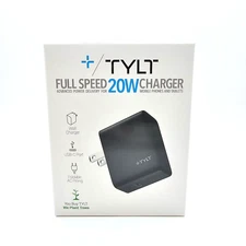 TYLT 20W USB-C Universal Full Speed Fast Wall Charger Adapter Black