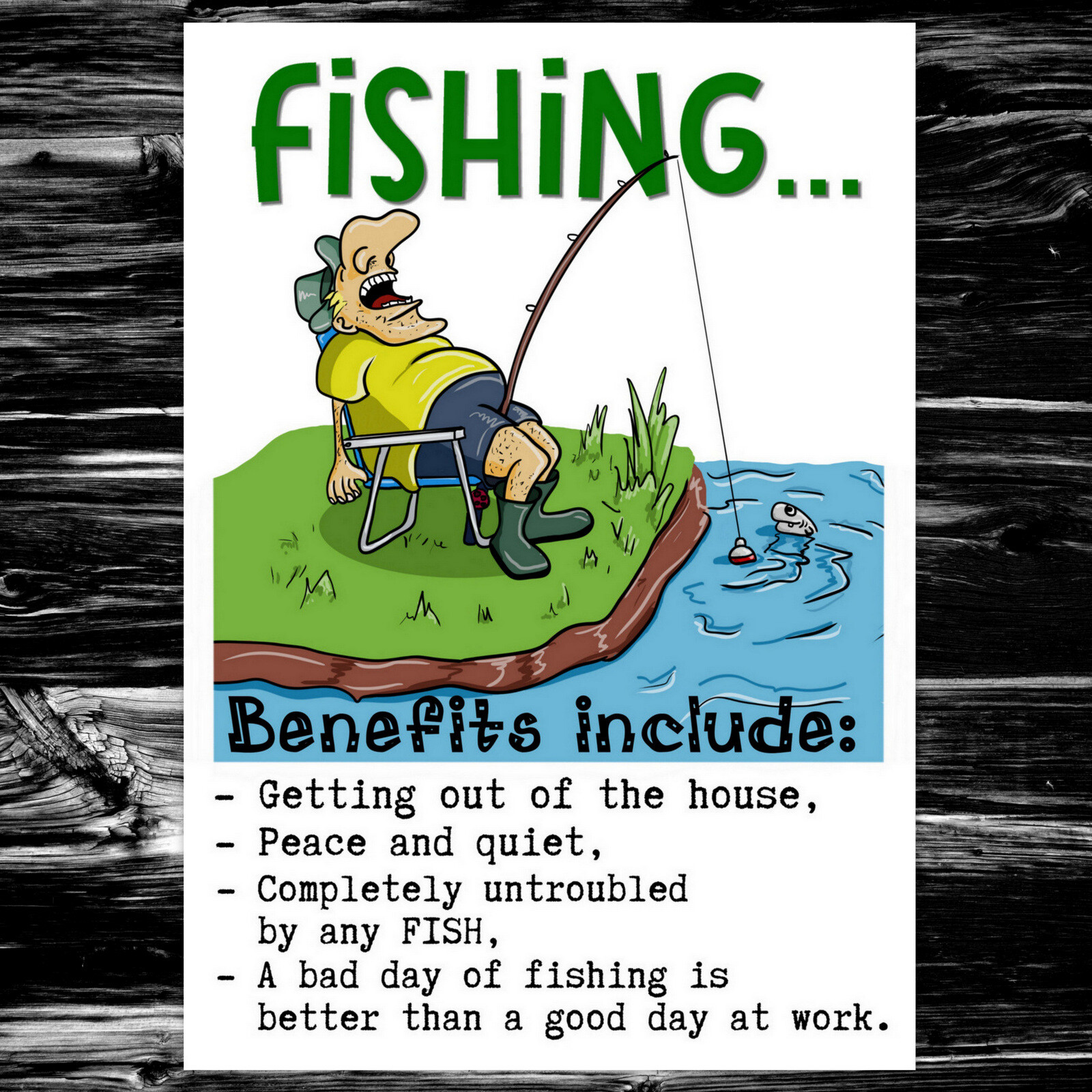 Funny Birthday Card for Him Men Male - Fishing Benefits