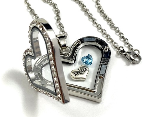 Birthstone Floater Faceted Crystal Heart Floating Charm 5mm Glass Locket Jewelry - Picture 12 of 14