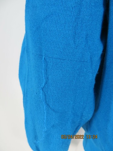 SPENSE KNITS SZ XL Rayon/Nylon Turquoise Blue Lace Ruffle Cardigan Sweater - Picture 7 of 12