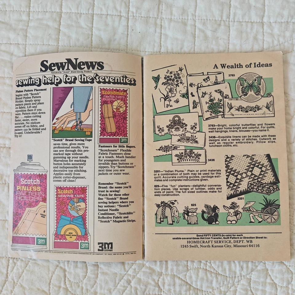 1974 年 6 月 复古 The Workbasket Home Arts 杂志针织和钩针图案书 — 第 3/4 张图片