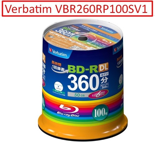 Verbatim VBR260RP100SV1 Blank Blu-ray BD-R DL 50GB 1-6x 100 Discs  - Picture 5 of 6