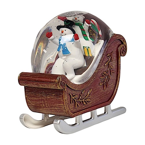 Weihnachten LED Schneemann Schlitten Wasserspinner mit Glitzer Festliche Feiertagsdeko - Bild 6 von 13