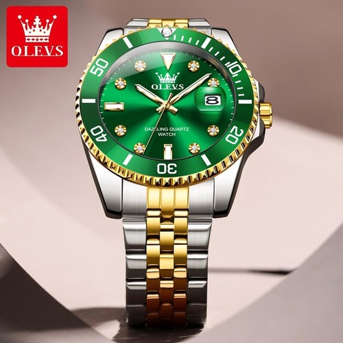 Orologi da Polso OLEVS Uomo Moda Acciaio Inox Gemme Impermeabile Giorno Quarzo - Foto 12 di 17