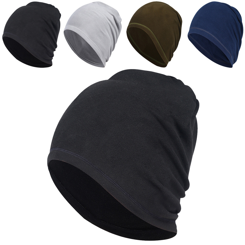 Winter Windproof Skull Cap Helmet Liner for Men Women Thermal Fleece Beanie Hat