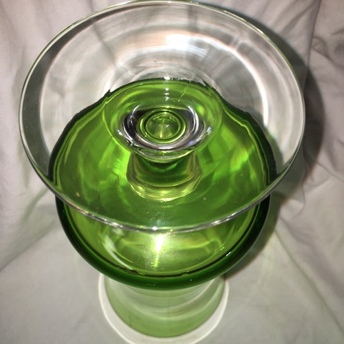 Vintage Green and Clear Glass Pedestal Vase - Picture 5 of 8