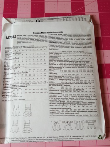 Mccalls Pattern M7752 Bodice Blouses Tops Off Shoulder Sizes 14 16 18 20 22 FF - Picture 2 of 2
