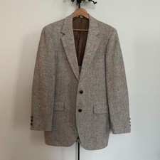Harris Tweed Sport Coat Mens Brown Scottish Wool Jacket Blazer USA Vintage