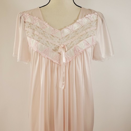 Vintage Sheer Loungewear Lingerie Sleeper Pale Pink Medium Chest 38" Made in USA - Picture 5 of 7