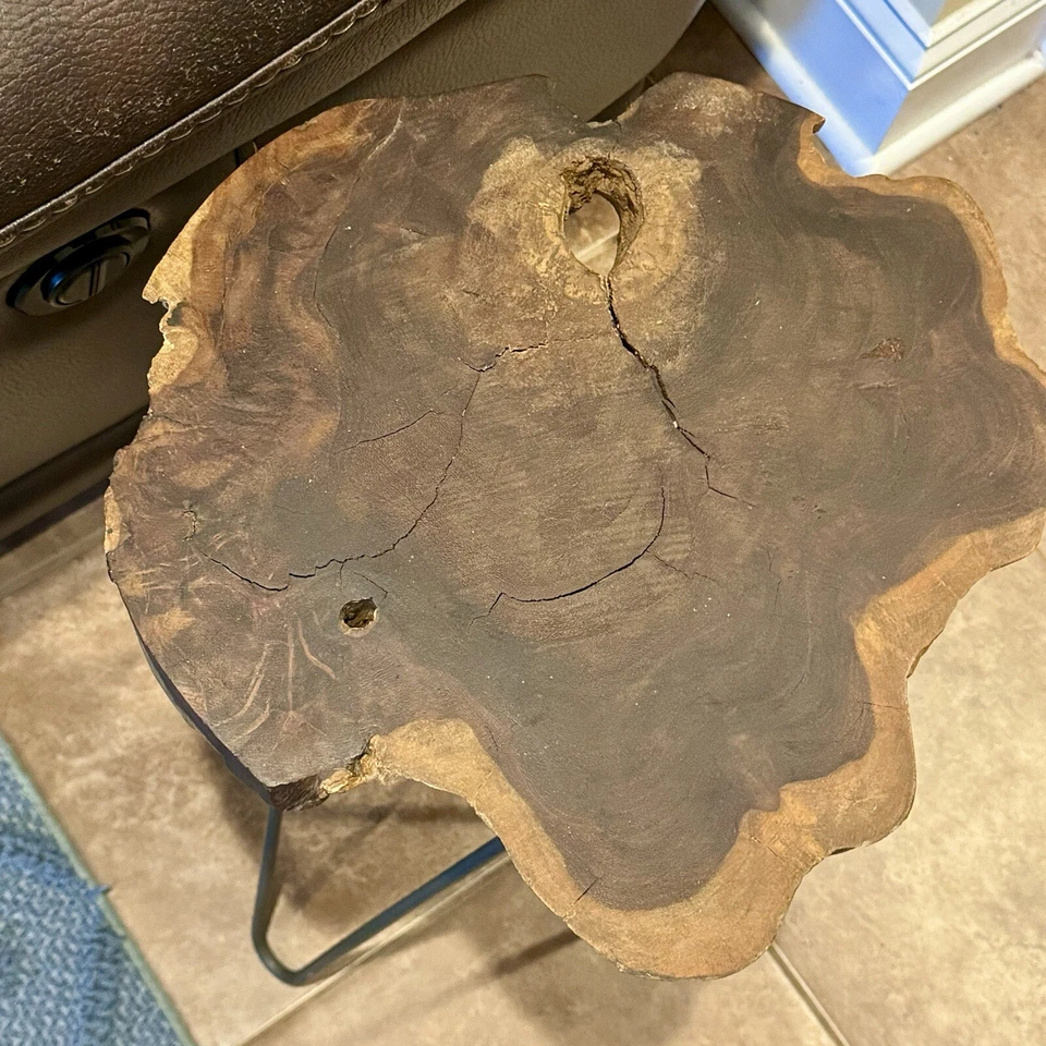 Wood Slice Live Edge Side Accent Table 3 Hairpin Legs Mid Century MCM - Image 2 of 3