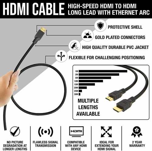 PREMIUM HDMI CABLE LEAD HIGH SPEED 4K 3D 0.5m/1m/1.8m/2m/3m/5m/10m/15m ULTRA HD - Picture 75 of 116
