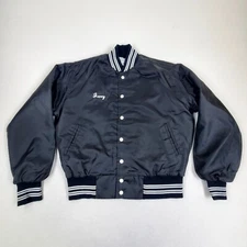 Vintage West Wind Buccaneers Black BLANK Satin Bomber Jacket Size Large