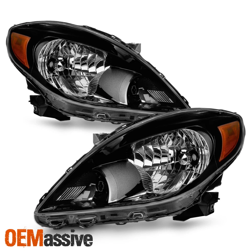 Par de faros negros izquierda+derecha para Nissan Versa 2012-2014 sedán [tipo halógeno] Foto 2 de 4
