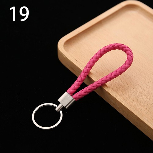 Keychain Leather Rope Strap Weave Keyring Key Chain Ring Key Fob Women Men Gift - Picture 31 of 32