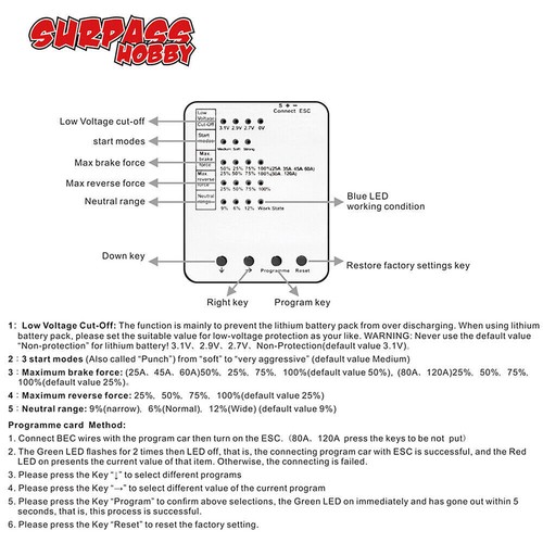 Motor SURPASSHOBBY F540 4370/3930/3300KV 45A ESC para coche de radiocontrol Tamiya Traxxas 1/10 - Imagen 6 de 23