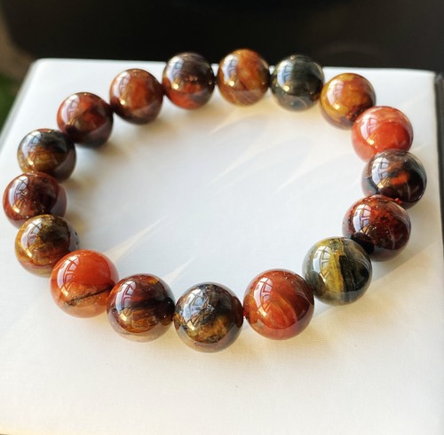 Bracciale perle pietre preziose Namibia Pietersite colore naturale 11,8 mm C1329 - Foto 8 di 8