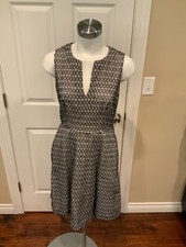 J. Crew Black & White Eyelet Embroidered Fit & Flare Dress, Size 4