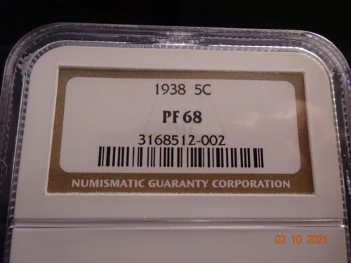 1938 Jefferson Proof Nickel, NGC PF68 - COLOR 