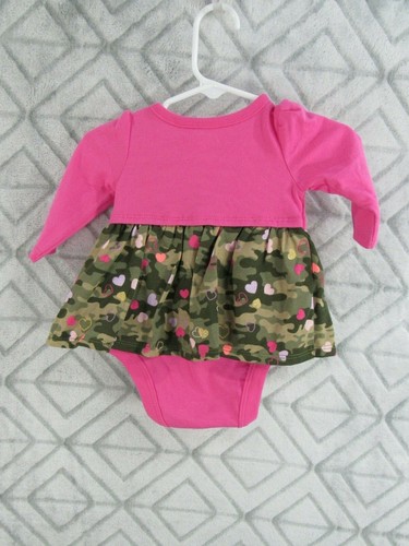 New Garanimals Babydoll Creeper Size 0 3 Months  Pink Green Camo Long Sleeve - Bild 3 von 3