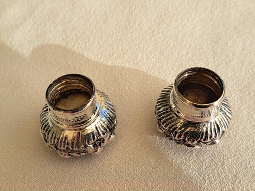 Antique Sterling silver and crystal Two PERFUME BOTTLES London 1900 . With box - Picture 8 of 14