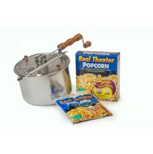 Whirley-Pop Silver Aluminum Stovetop Popcorn Popper with 5 Real Theater Popping
