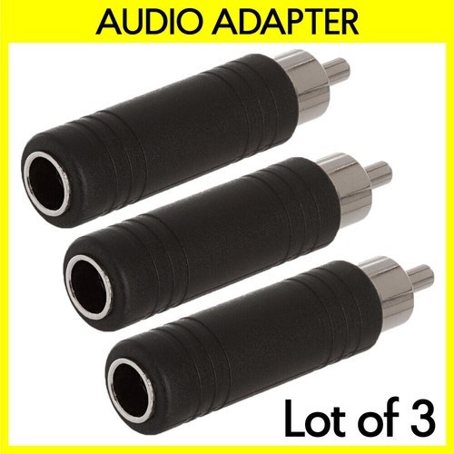 3 PCS RCA to 6.35mm Adapter 1/4" Jack to RCA Plug Mono Audio Connector Converter - Picture 1 of 3
