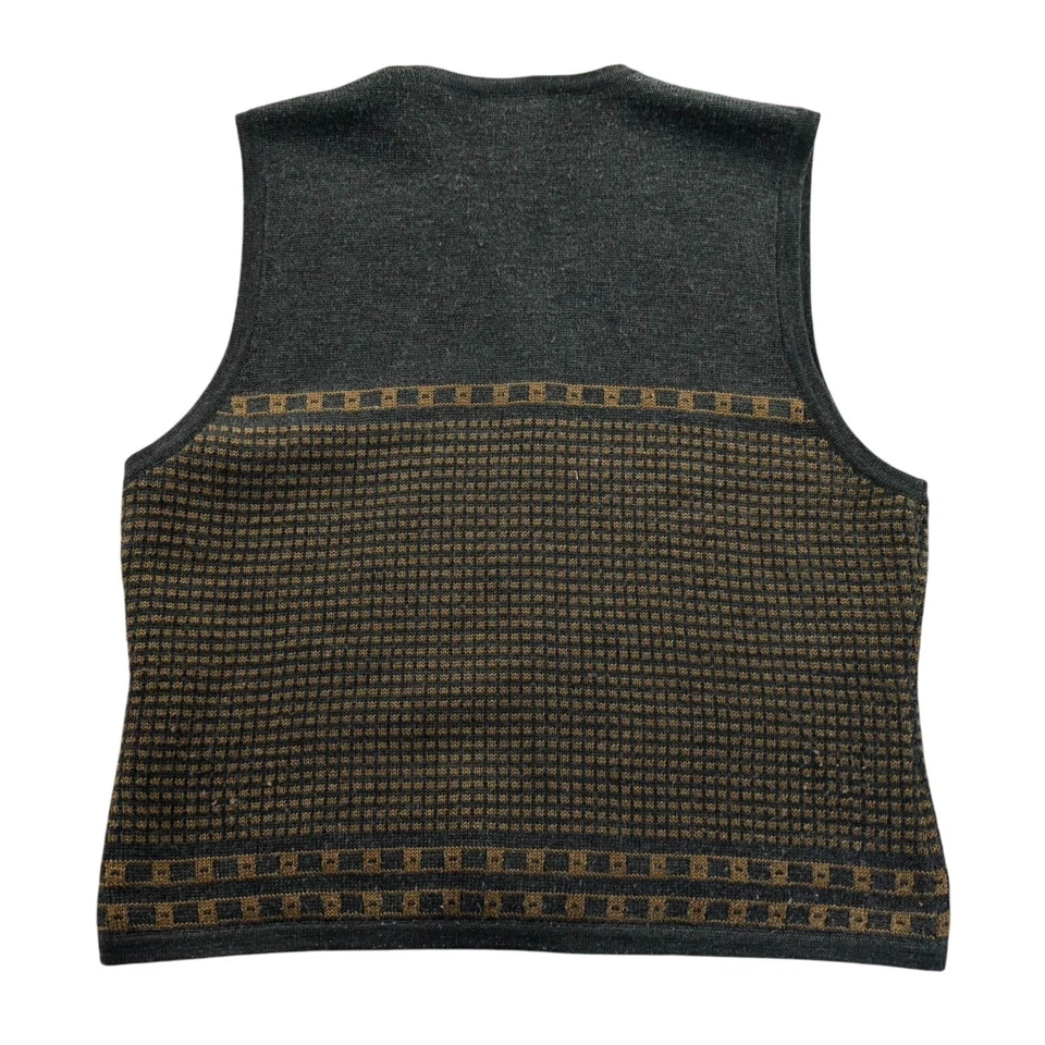 Pendleton Womens Vest Sweater Medium Button Front V-Neck Sleeveless Knit Gray - Image 2 of 4