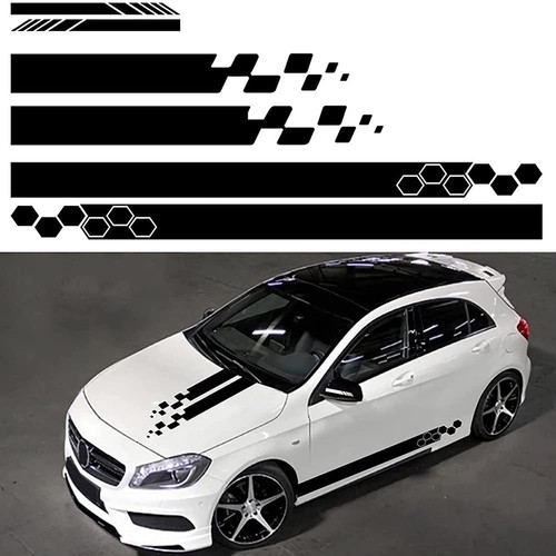 RoJuicy 5 Pieces Vinyl Car Side Stickers Decorative Auto Body Racing Sports D...