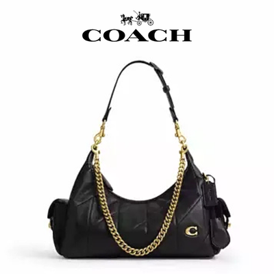 COACH Pocket Juliet Bag 30 Quilted Brass/Black CDZ71 B4/BK | eBay
